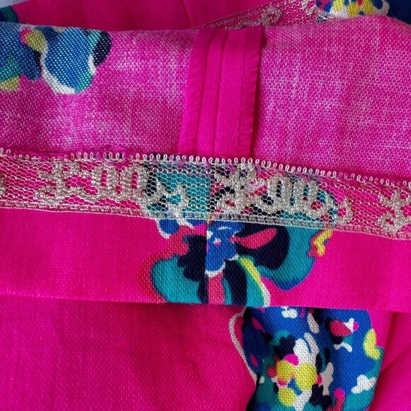 Lilly Pulitzer Kirkland Mambo Dress Bright Fuchsia with Blue Flowers Size 4 NWOT - Picture 8 of 11